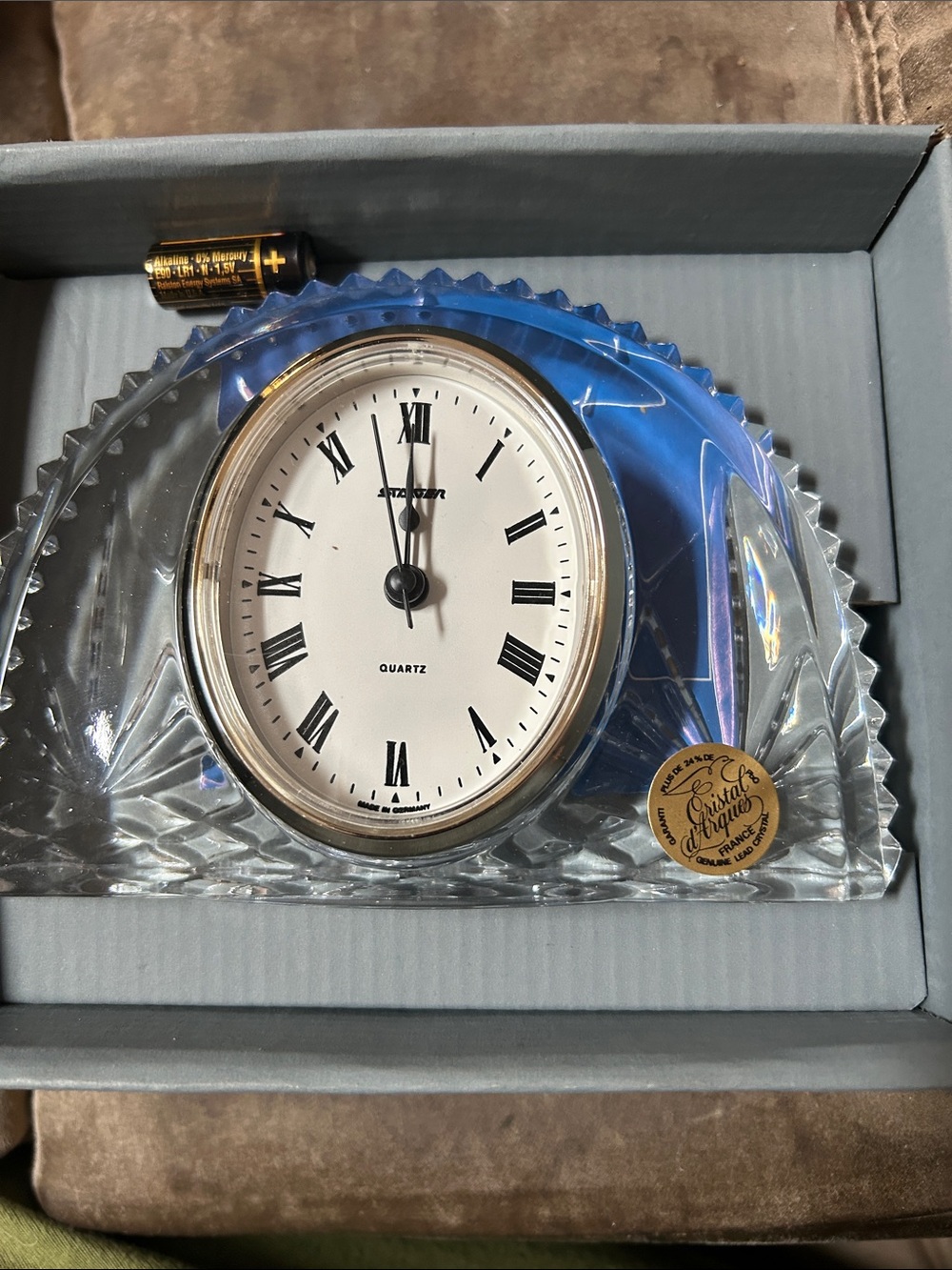 Quartz Crystal Mantel Clock - Clear and Blue